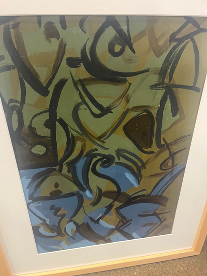 Vintage Abstract Painting Acrylic on Paper