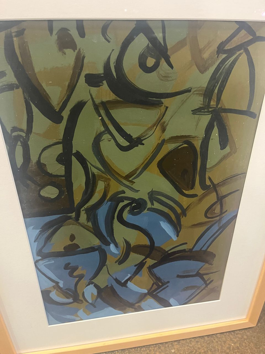 Vintage Abstract Painting Acrylic on Paper