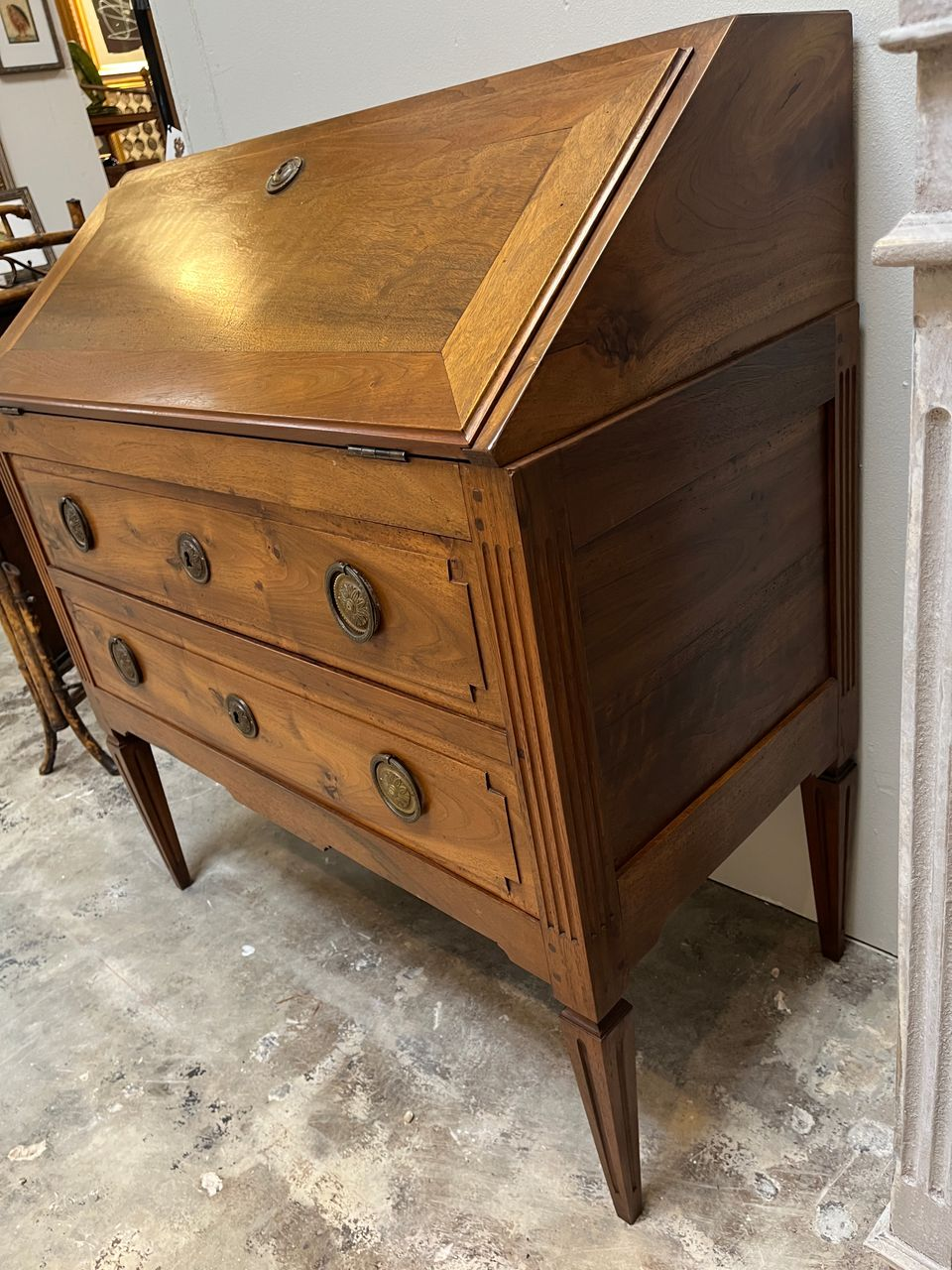 Vintage French Walnut Secretary Desk