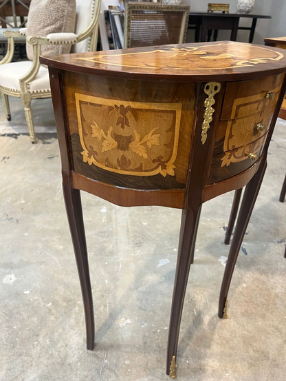 Pair Louis XVI Demilune Bedside Tables Nightstands