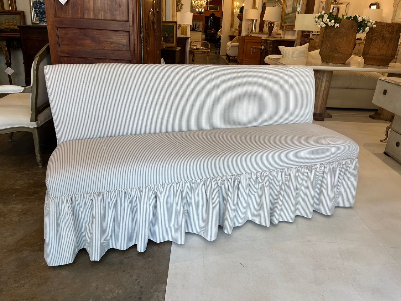 Custom made Banquette in Belgian Linen