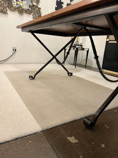Custom Made Dining Table with Hand Forged Iron Base