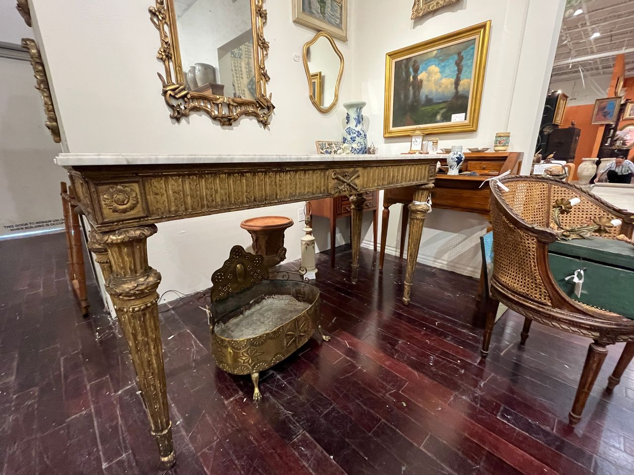 18th Century Louis XV Marble Top Giltwood Console Table