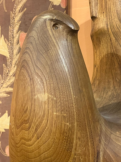 Large Carved Walnut Modern Sculpture