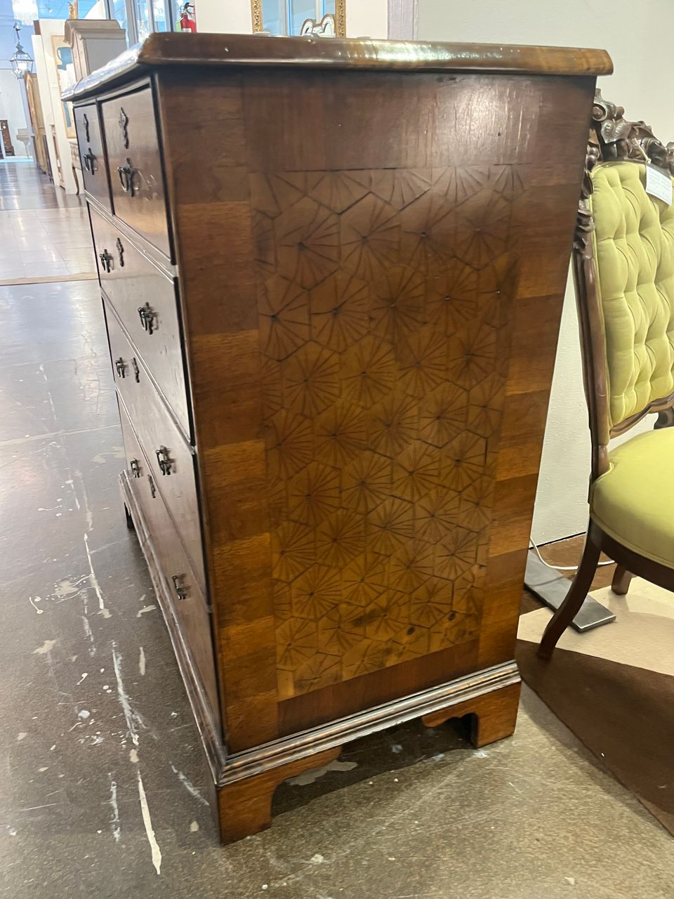 18th Century English Walnut Oyster Veneer Chest