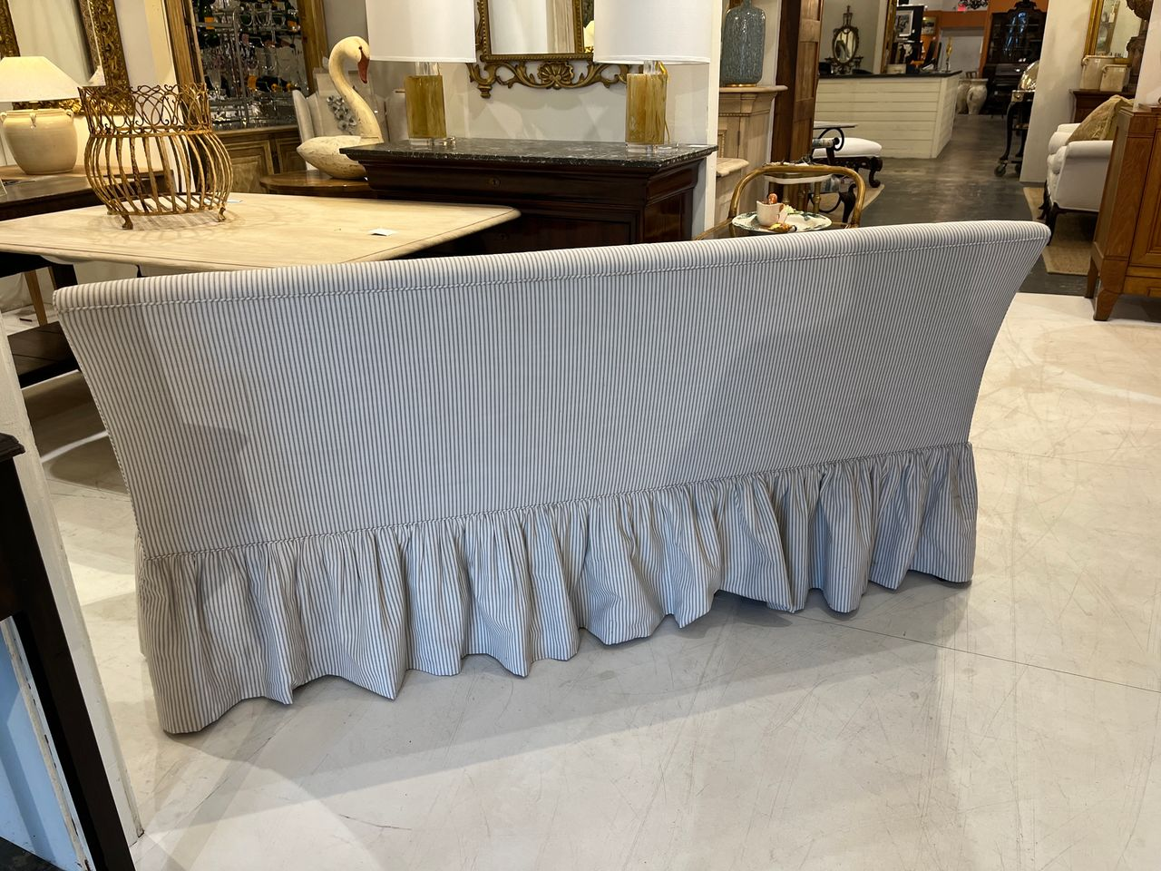 Custom made Banquette in Belgian Linen