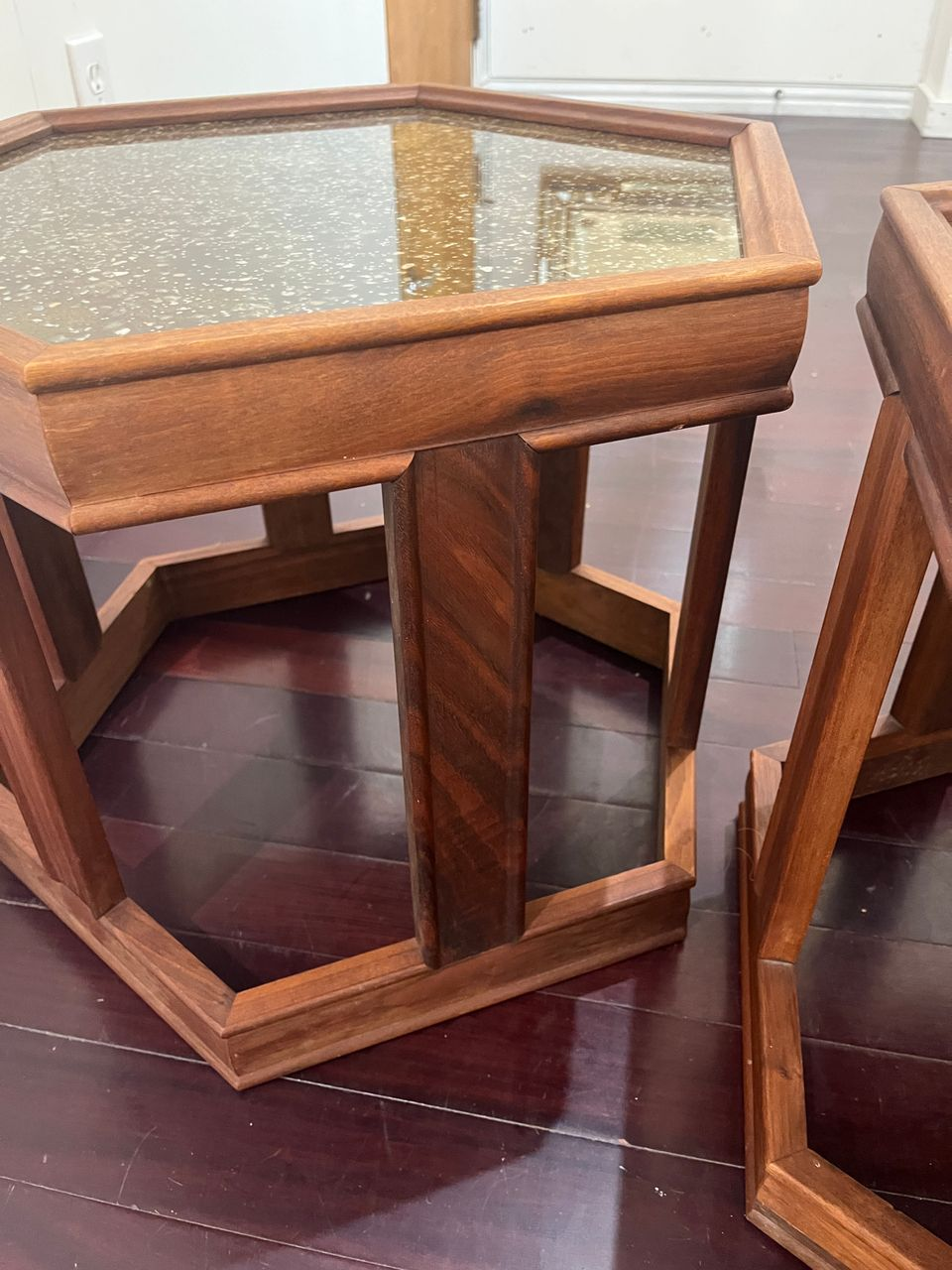 Pair Hexagonal "Domino" Tables by John Keal for Brown Saltman