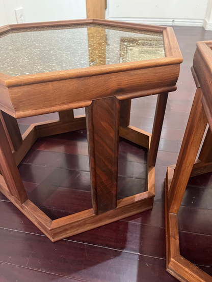 Pair Hexagonal "Domino" Tables by John Keal for Brown Saltman