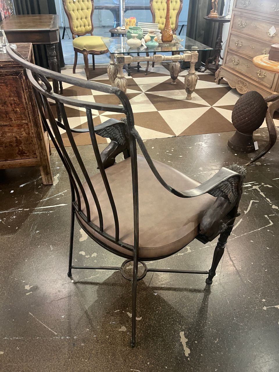 Egyptian Revival Lion Sphinx Armchair