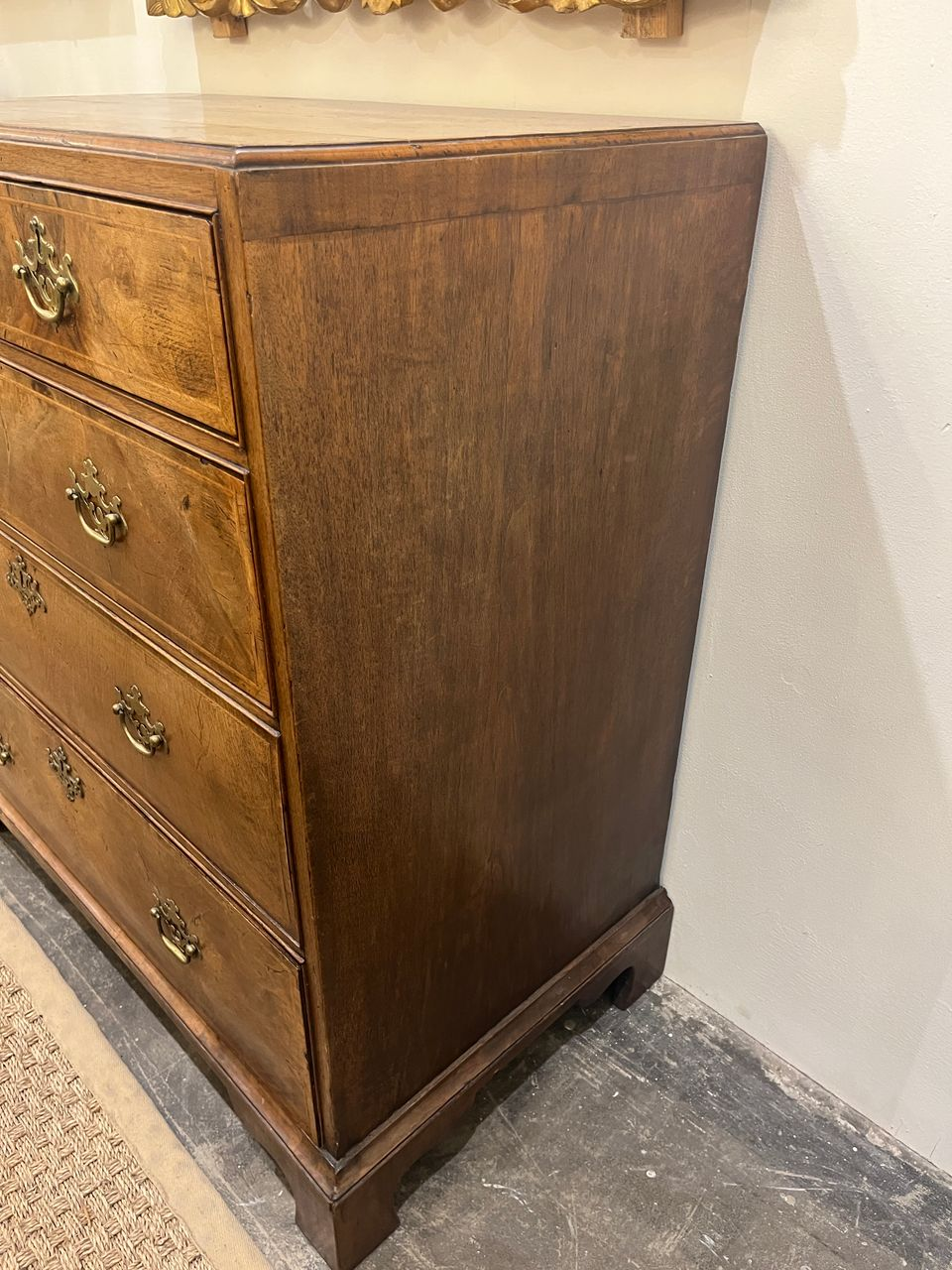 18th Century George I Walnut Feather Banded Chest