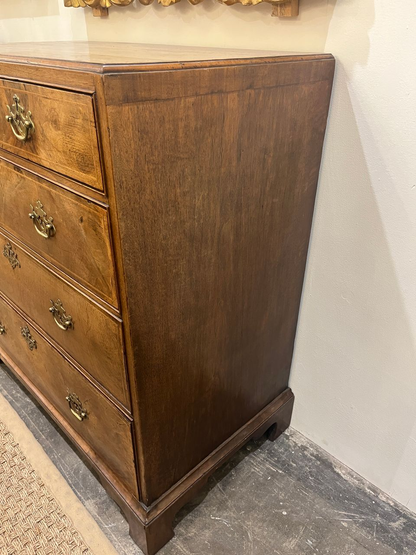 18th Century George I Walnut Feather Banded Chest