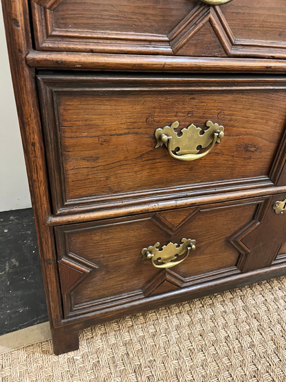 18th Century William and Mary Geometric Oak Chest