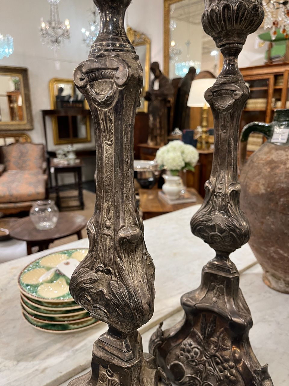 Pair 18th Century Baroque Style Candlesticks