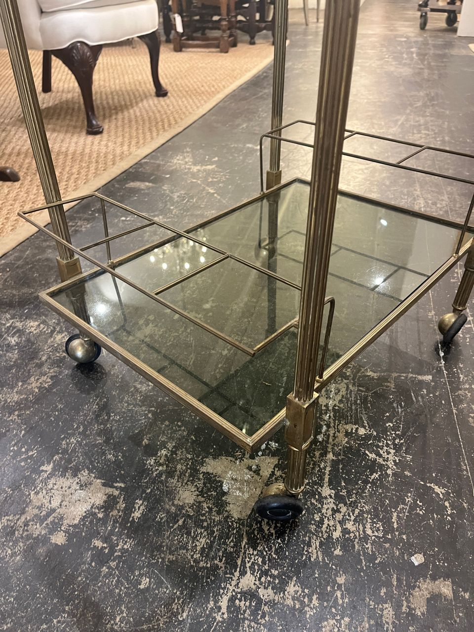 Mid Century Brass Bar Cart