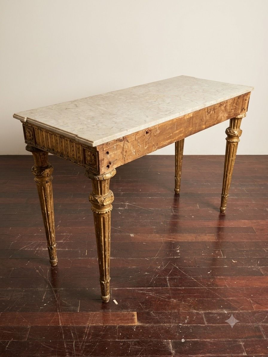 18th Century Louis XV Marble Top Giltwood Console Table