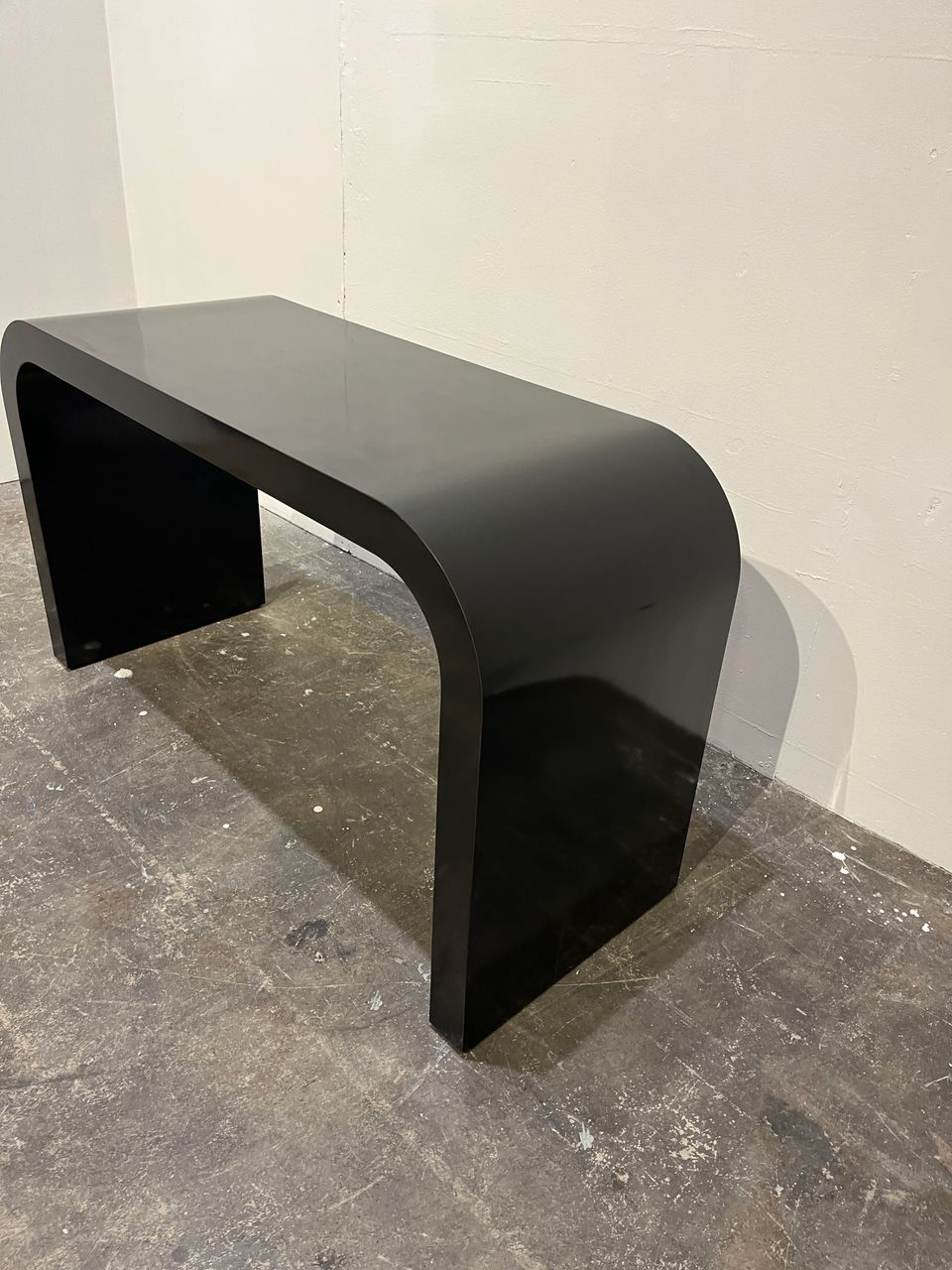 Mid Century Black Laminate Waterfall Console