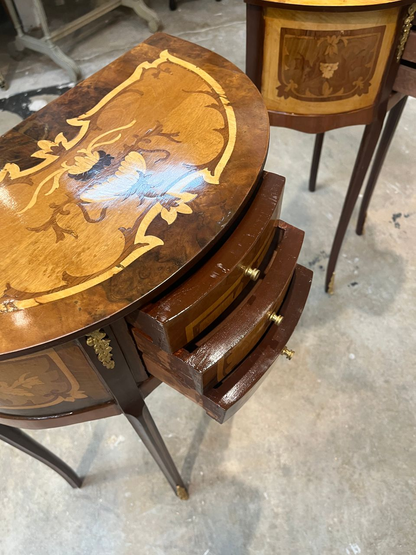 Pair Louis XVI Demilune Bedside Tables Nightstands