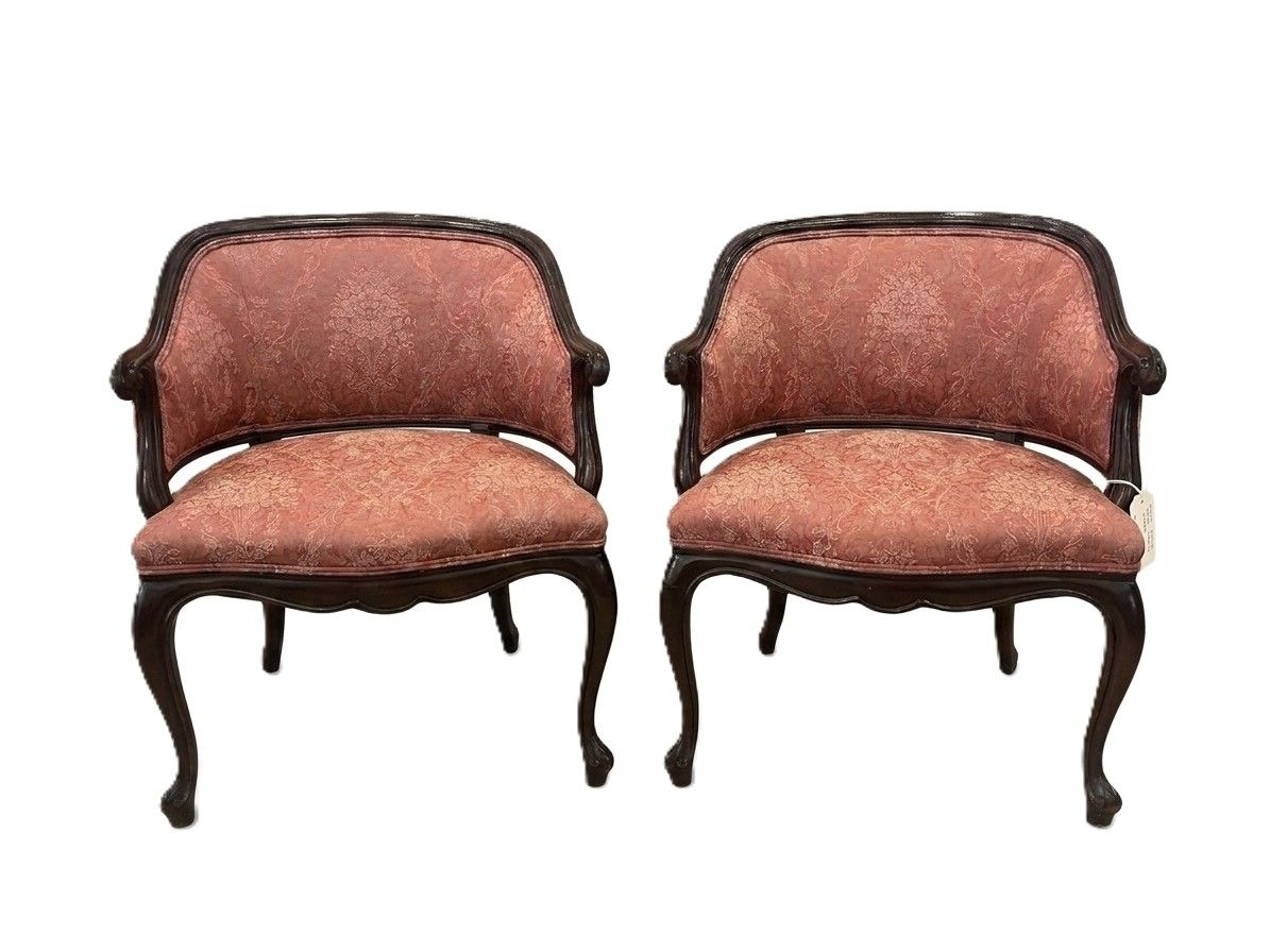 Pair French Louis XV style Armchairs