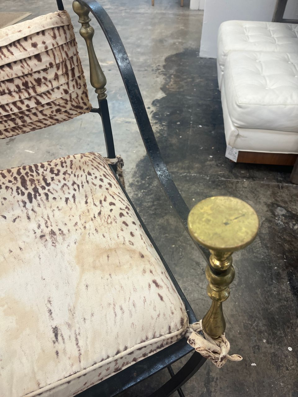 Italian Savonarola Wrought Iron and Brass Chair
