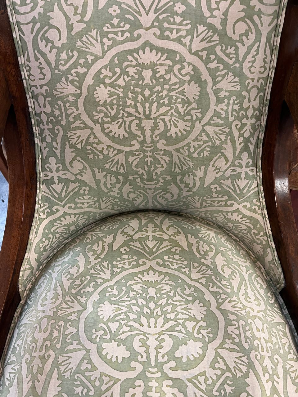 French Empire Armchair in Fortuny Fabric