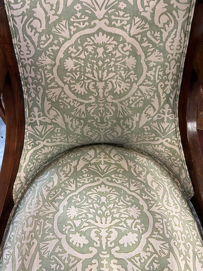 French Empire Armchair in Fortuny Fabric