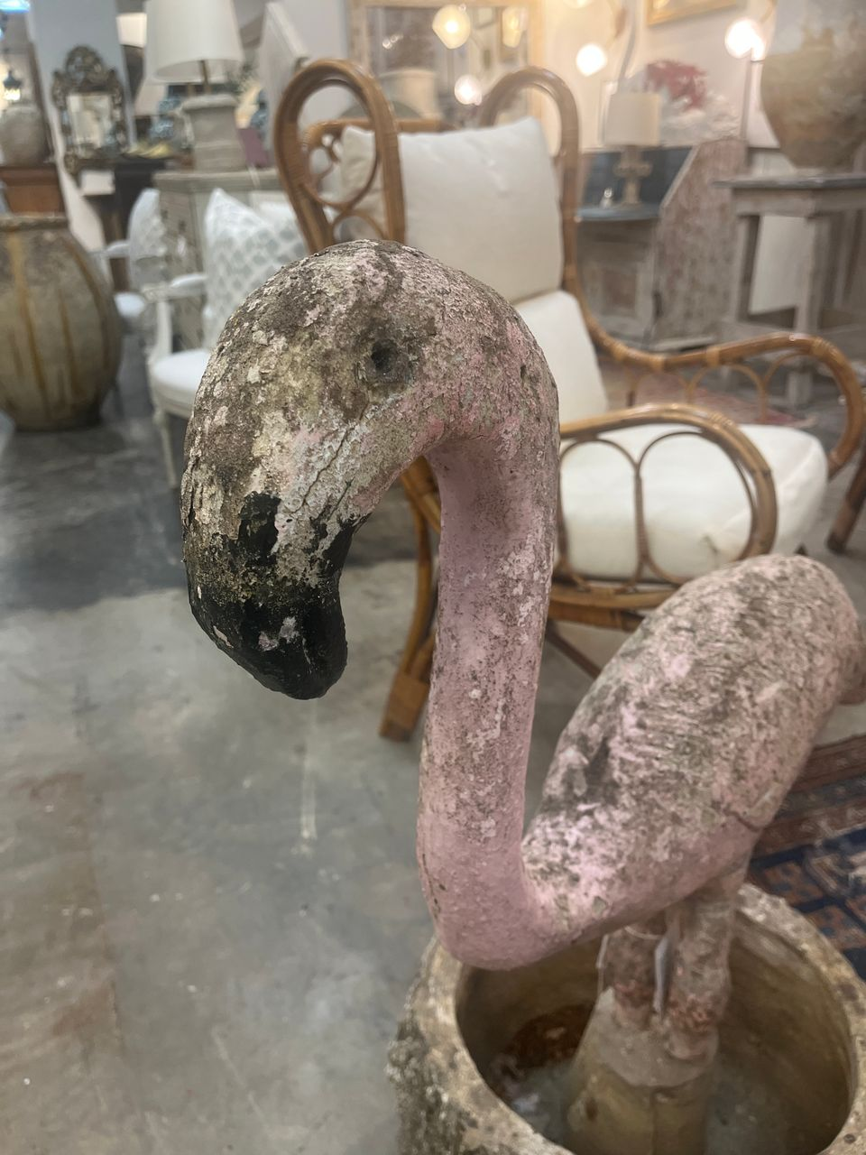 Early 1900's Cement Flamingos (2 available)