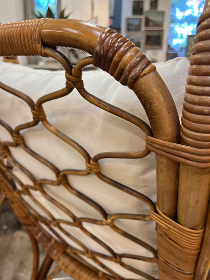 Pair Mid Century Rattan Lounge Chairs