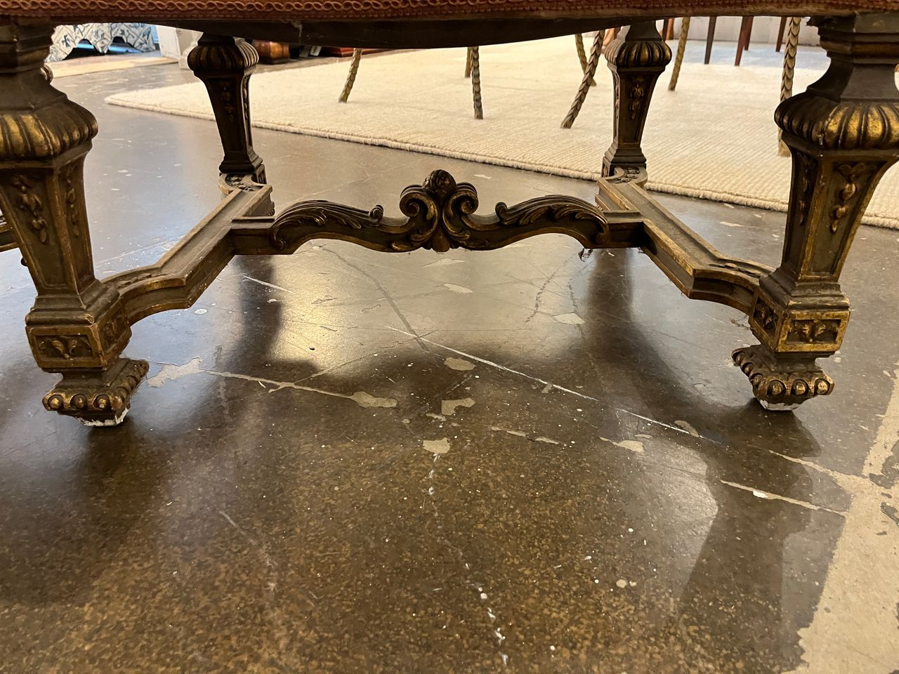 Pair 18th Century French Gilt Carved Walnut Stately Armchairs