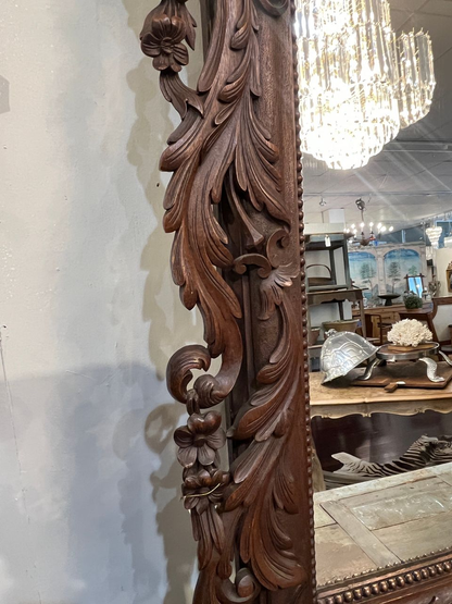 Large Carved Oak French Renaissance Revival Mirror