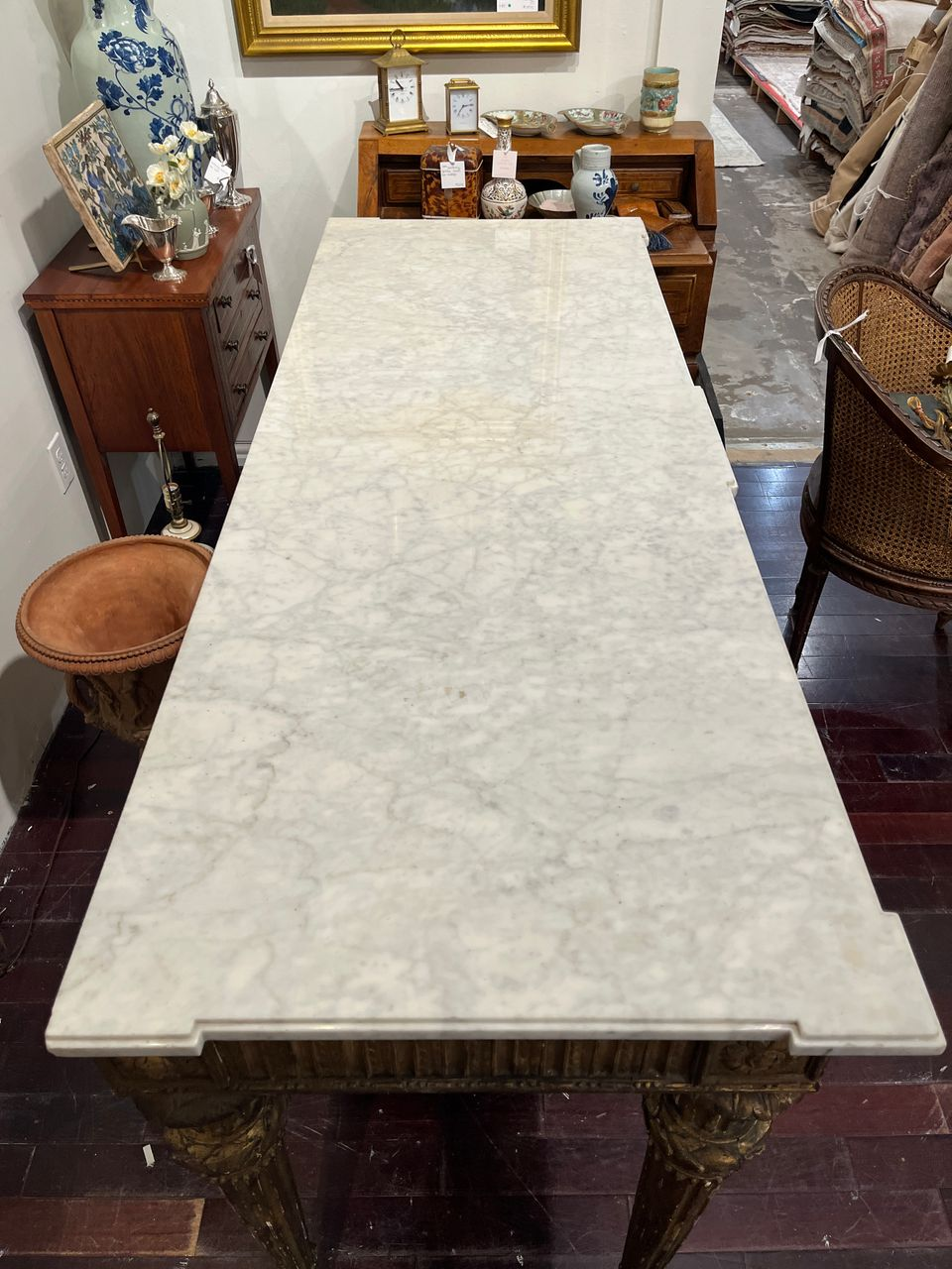 18th Century Louis XV Marble Top Giltwood Console Table