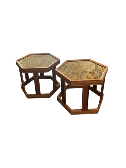 Pair Hexagonal "Domino" Tables by John Keal for Brown Saltman