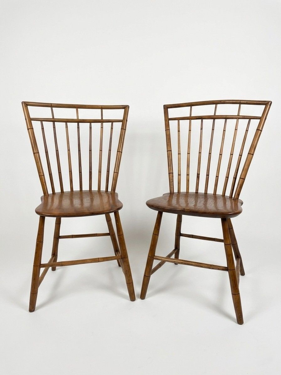 Pair 18th Century Birdcage Windsor Chairs