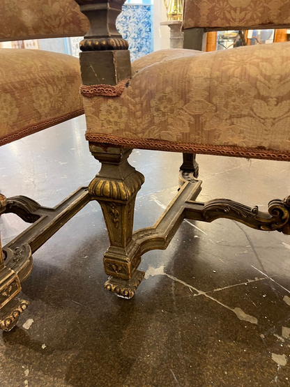 Pair 18th Century French Gilt Carved Walnut Stately Armchairs