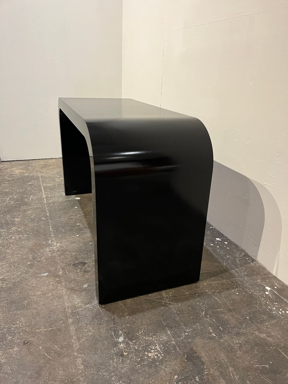 Mid Century Black Laminate Waterfall Console