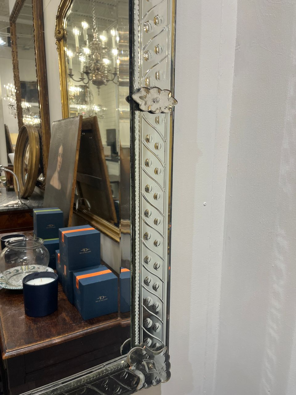 Antique Engraved Venetian Mirror