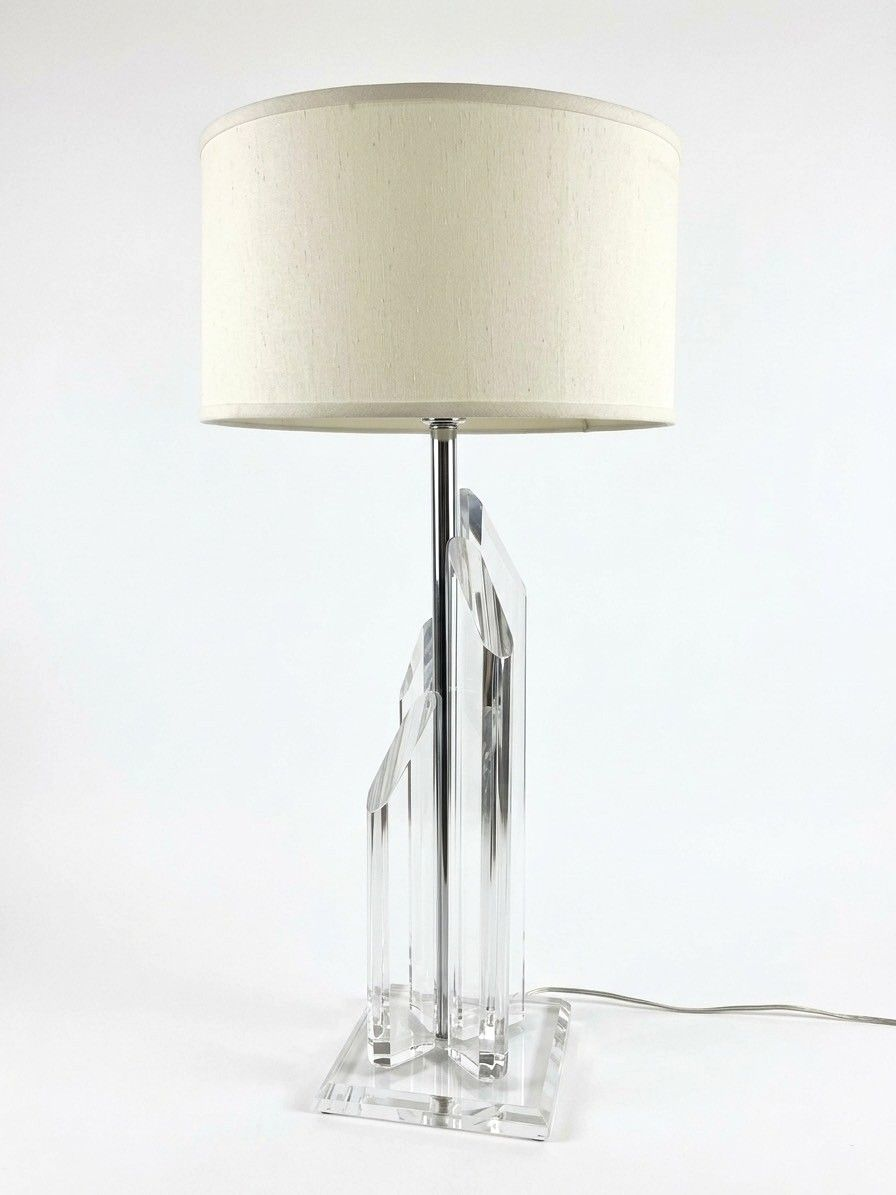 Fabulous Signed Van Teal Lucite Table Lamp