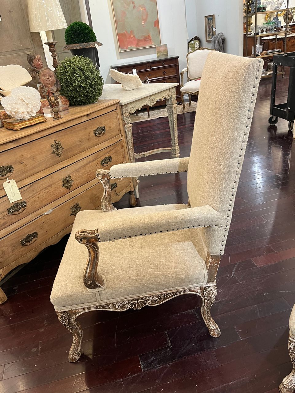Pair 19th Century French Carved Regency Armchairs