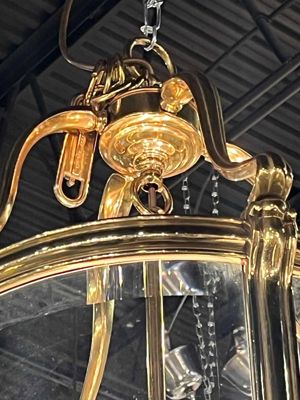 Antique English Brass Hall Lantern