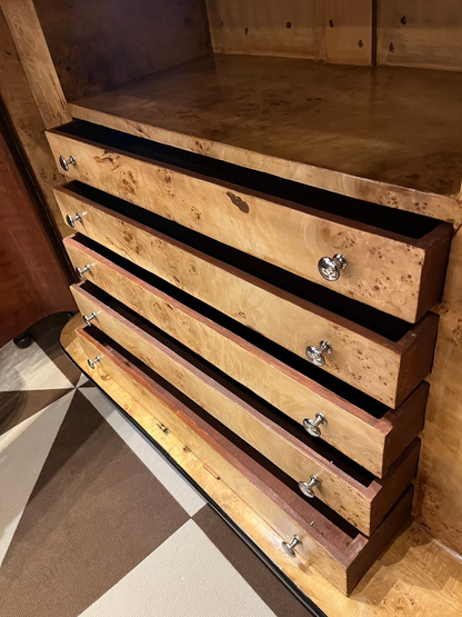 Art Deco Style Burl Bowfront Cabinet