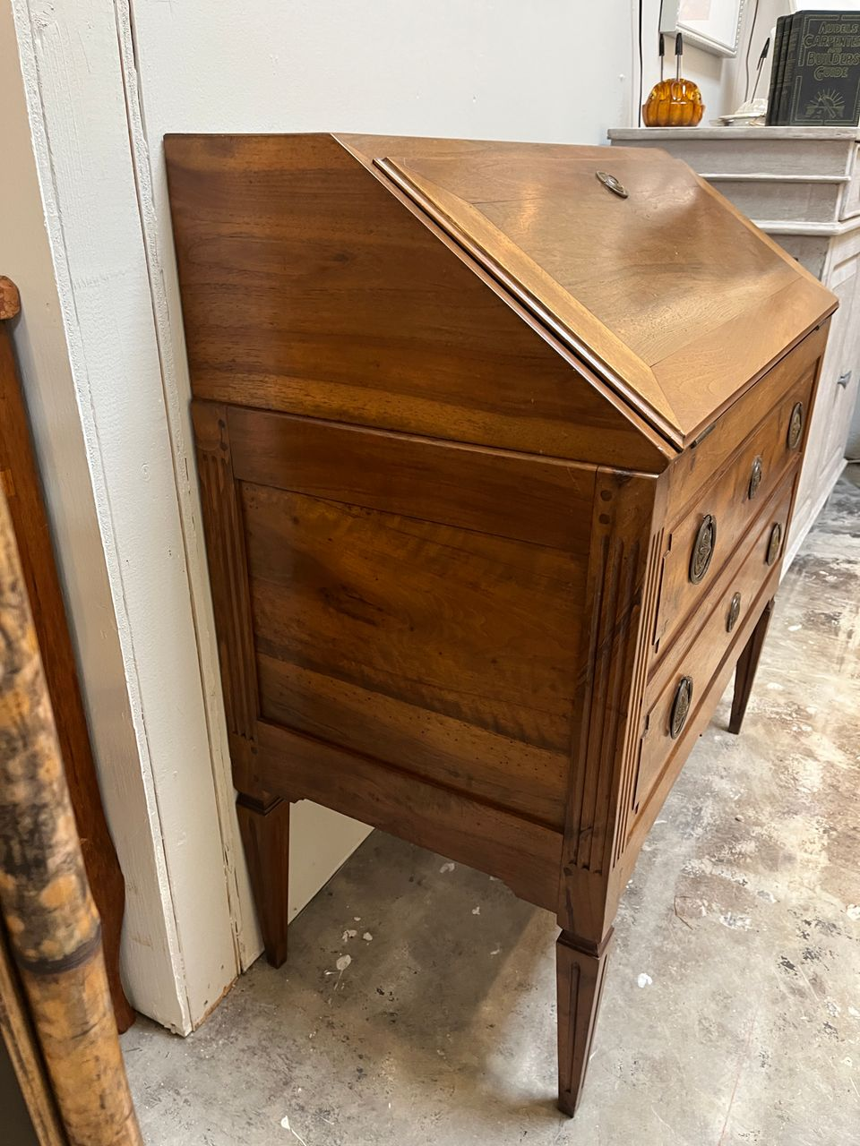 Vintage French Walnut Secretary Desk
