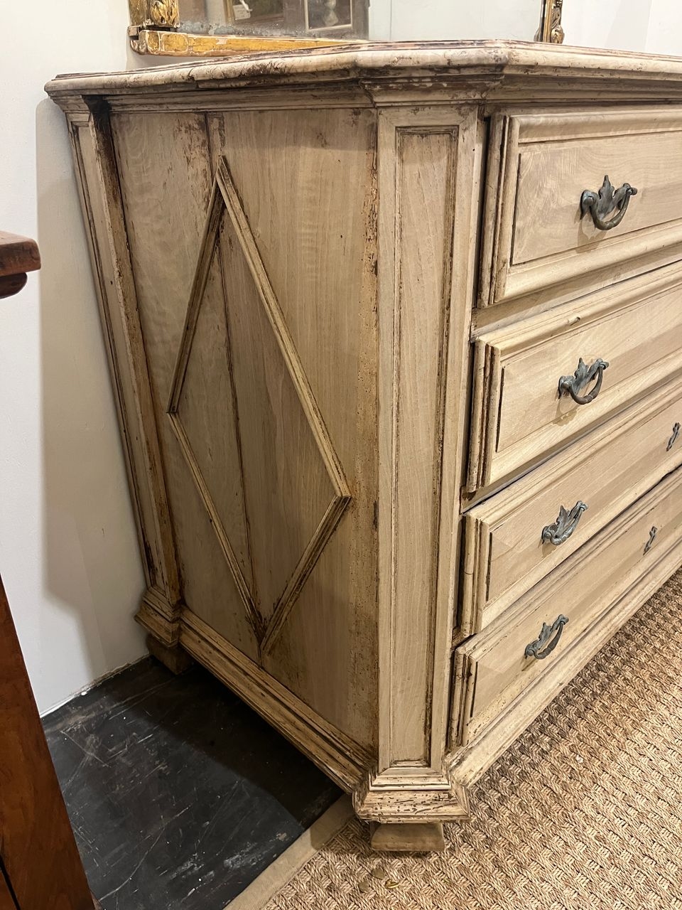 Antique Bleached Pine 4 Drawer Chest