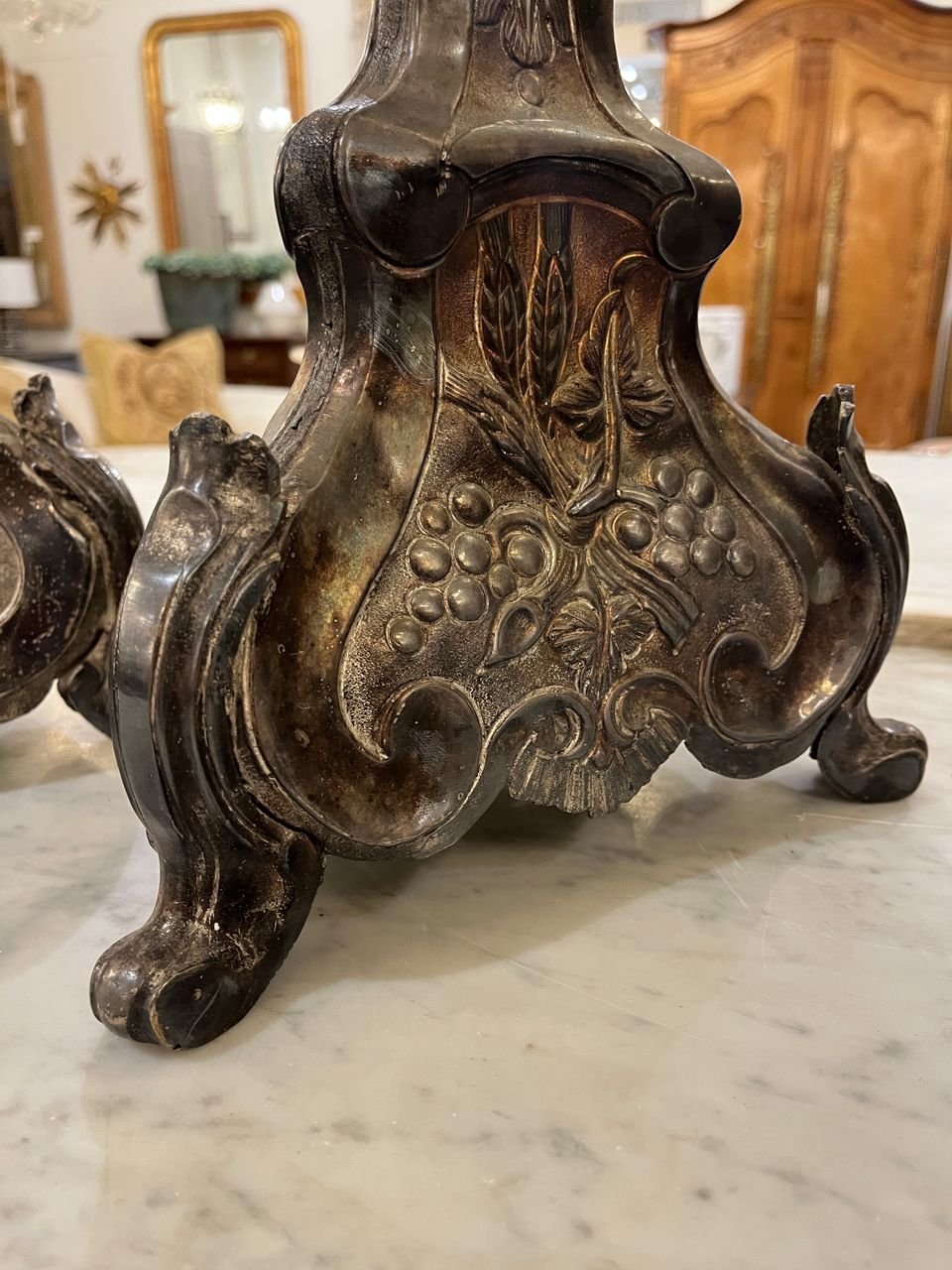 Pair 18th Century Baroque Style Candlesticks