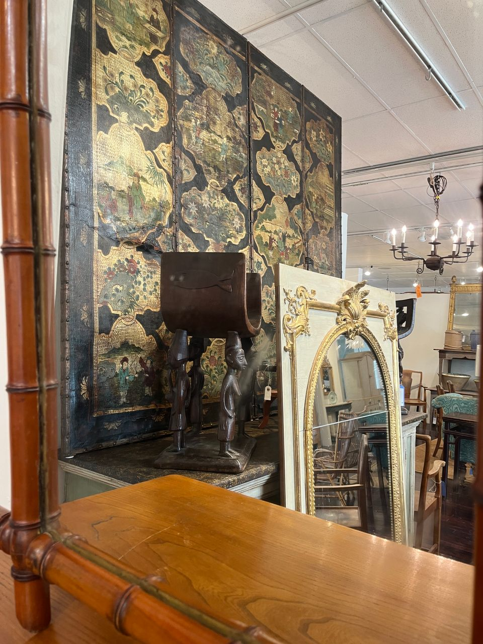 Pair 19th Century Faux Bamboo Mirrors