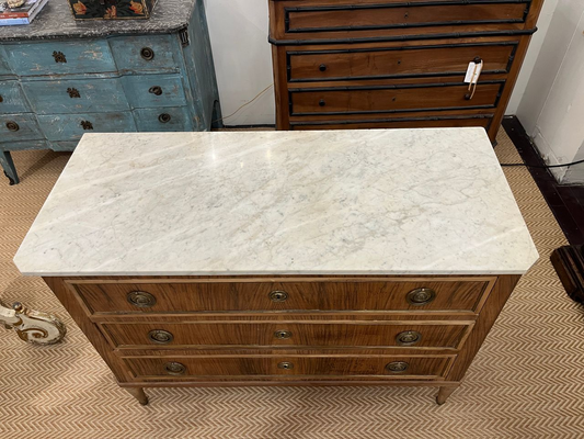 Louis XVI Bleached French Commode W Marble Top