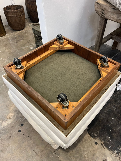 Pair Mid-Century Button Tufted Leather Benches