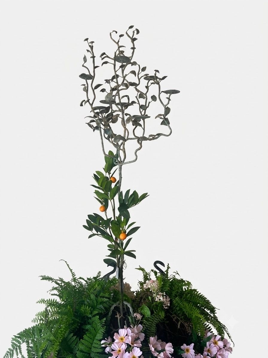 Sculptural Italian Tole Metal Candle Holder