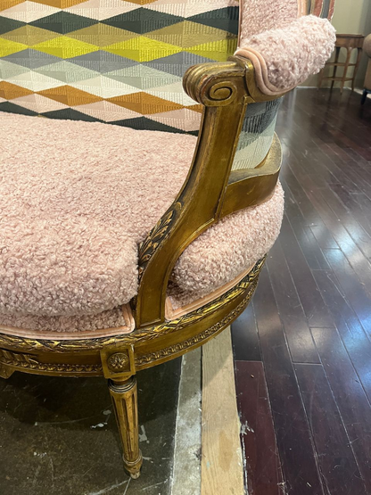 Louis XVI style Settee with New Contemporary Upholstery