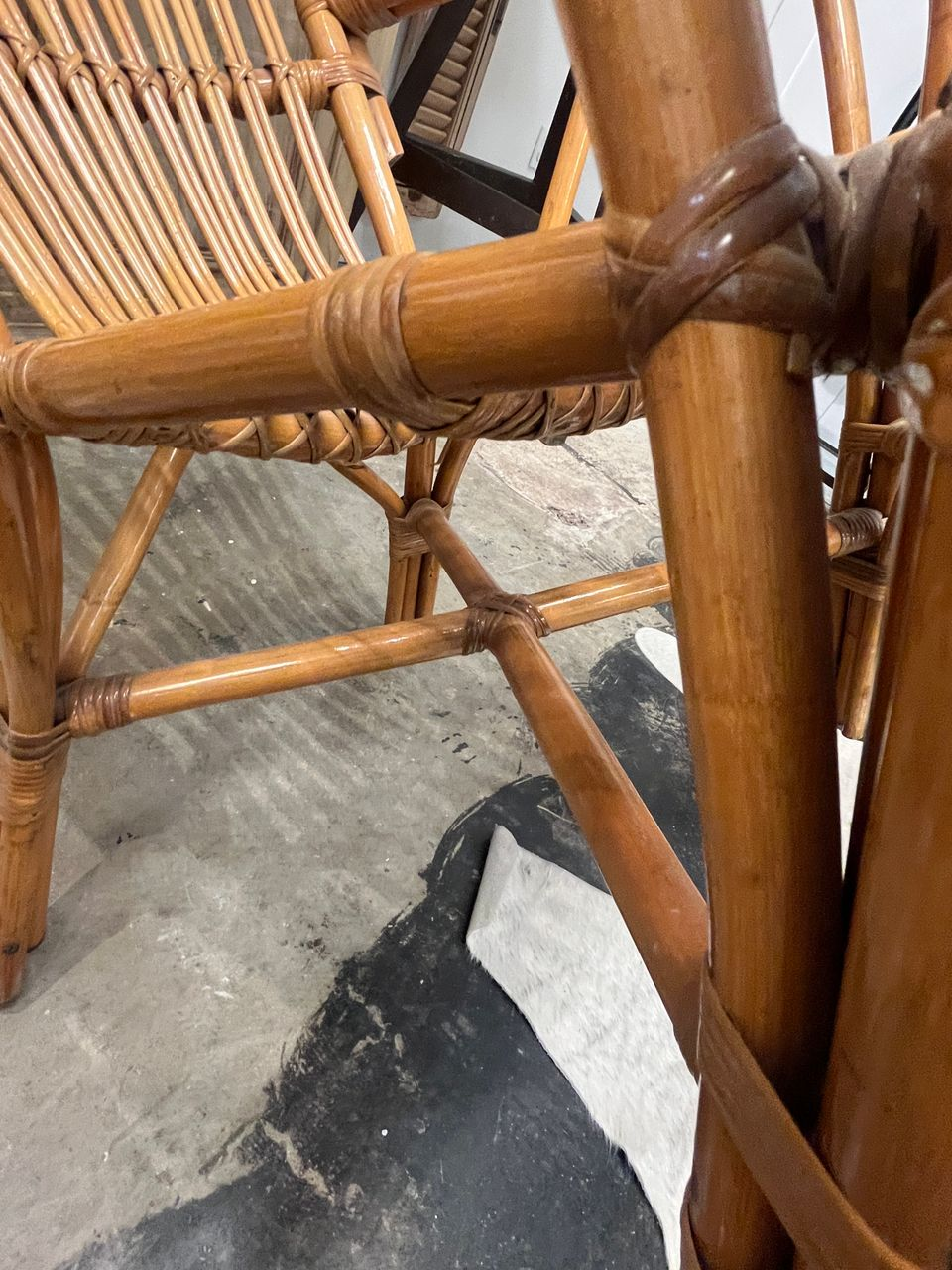Pair of 70's Spanish Bamboo Lounge Chairs