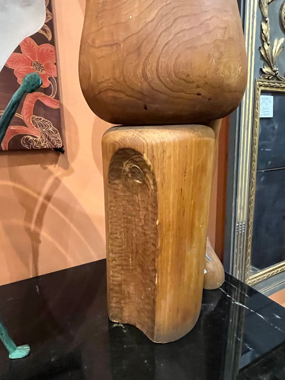 Large Carved Walnut Modern Sculpture