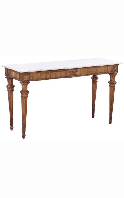 18th Century Louis XV Marble Top Giltwood Console Table